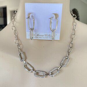 FAC Chain Link Swarovski Crystals Necklace & Earrings